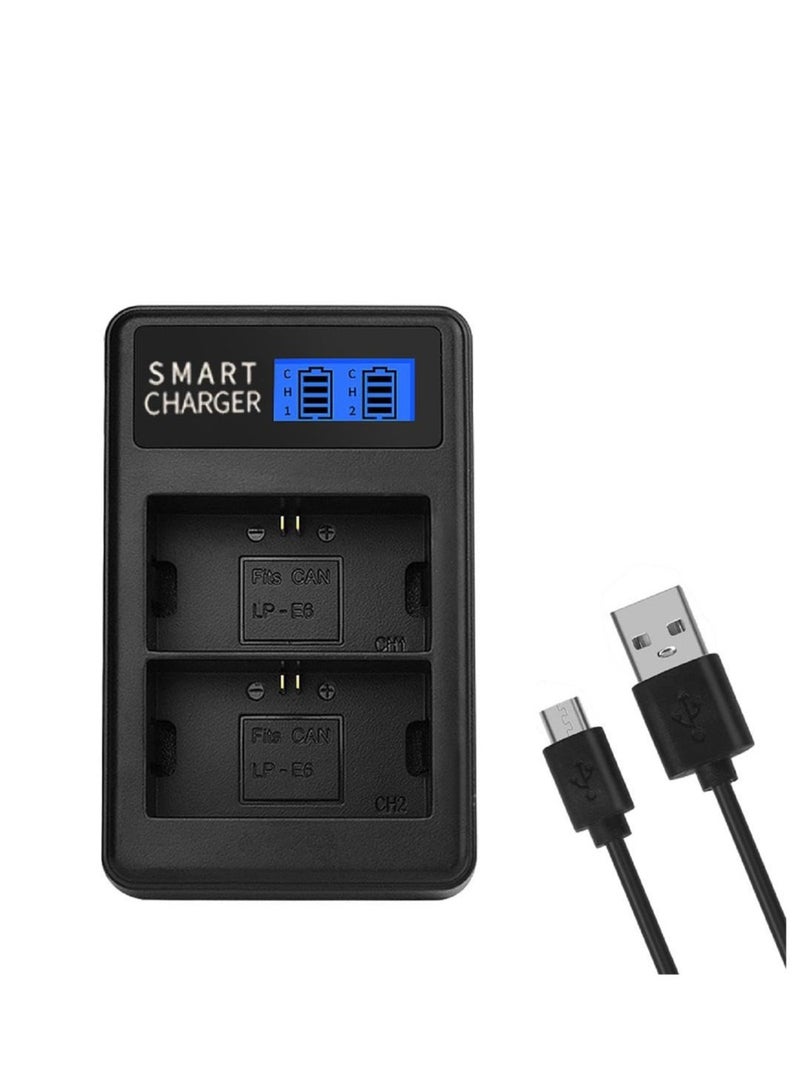 Excefore LCD USB LP-E6 Battery Charger, Replacement 5D Mark II 5D Mark III 5D Mark2 Camera, Battery Lightweight Camera Charger, for Travel and Outdoor - Image 1
