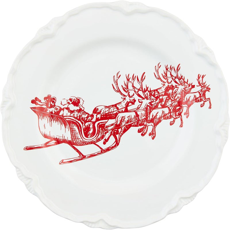 Mud Pie Christms Dessert Plate Sleigh 8 dia - Image 1