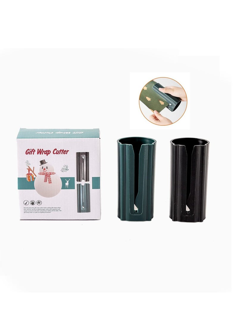XiuWoo Wrapping Paper Cutter Tool Tube, Gift Wrap Cutter, Kraft Craft Roll Sliding Line Cut Trimmer for Xmas Gift,Gift Christmas Packaging Box (a box(2Pack)) - Image 3
