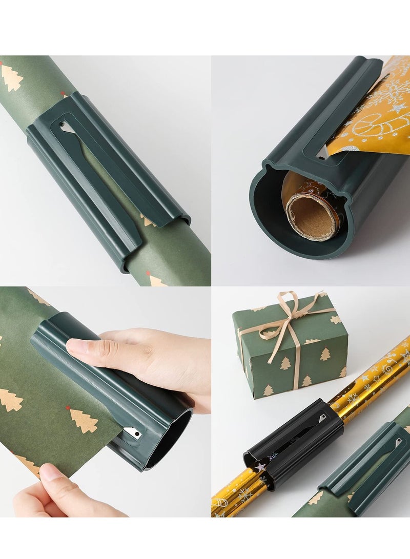 XiuWoo Wrapping Paper Cutter Tool Tube, Gift Wrap Cutter, Kraft Craft Roll Sliding Line Cut Trimmer for Xmas Gift,Gift Christmas Packaging Box (a box(2Pack)) - Image 5
