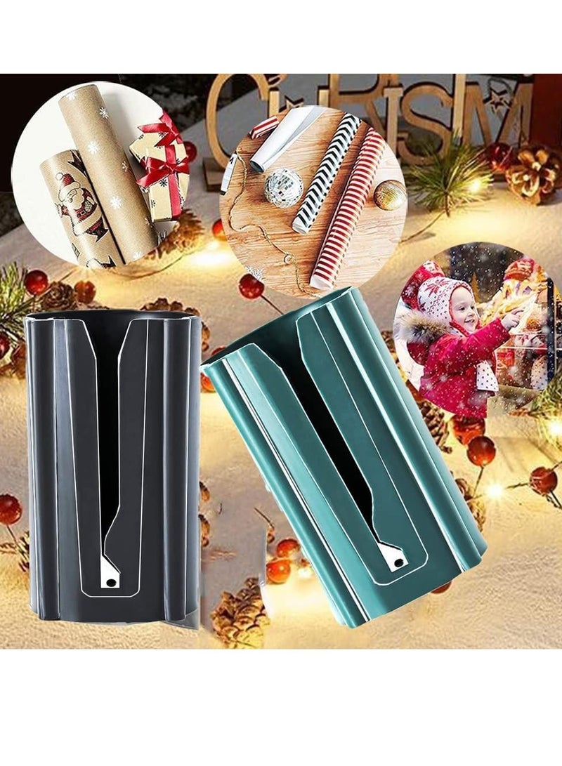 XiuWoo Wrapping Paper Cutter Tool Tube, Gift Wrap Cutter, Kraft Craft Roll Sliding Line Cut Trimmer for Xmas Gift,Gift Christmas Packaging Box (a box(2Pack)) - Image 2
