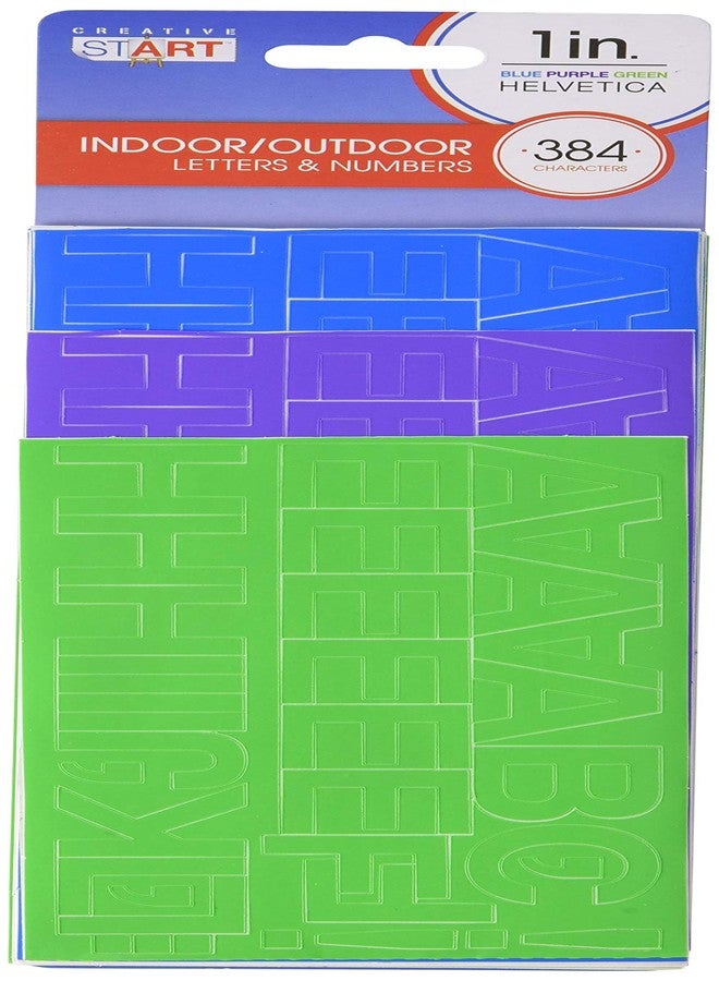 COSCO Creative Start Cosco Letters and Numbers 1" Helvetica Font 256 Characters, Blue, Green and Purple (098153) - Image 1