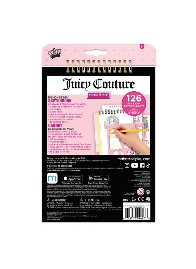 Make It Real Juicy Couture Fashion Design Sketchbook Includes 137 Stickers & Stencils Draw Sketch & Create Fashion Coloring Book Tweens & Girls Kids Ages 6+  - Image 3