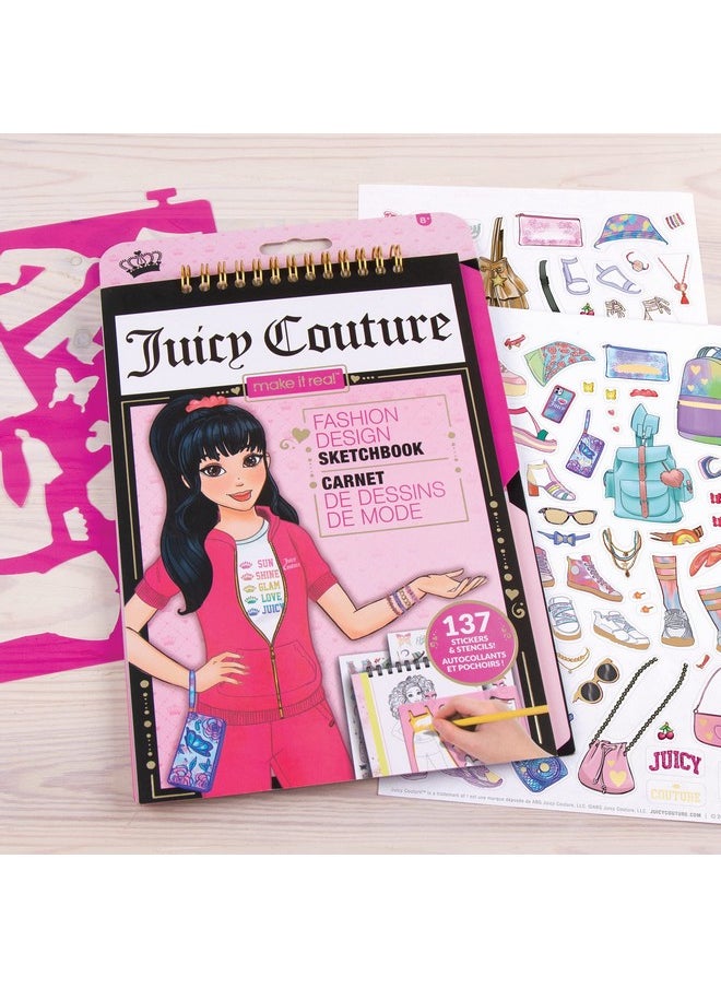 Make It Real Juicy Couture Fashion Design Sketchbook Includes 137 Stickers & Stencils Draw Sketch & Create Fashion Coloring Book Tweens & Girls Kids Ages 6+  - Image 4
