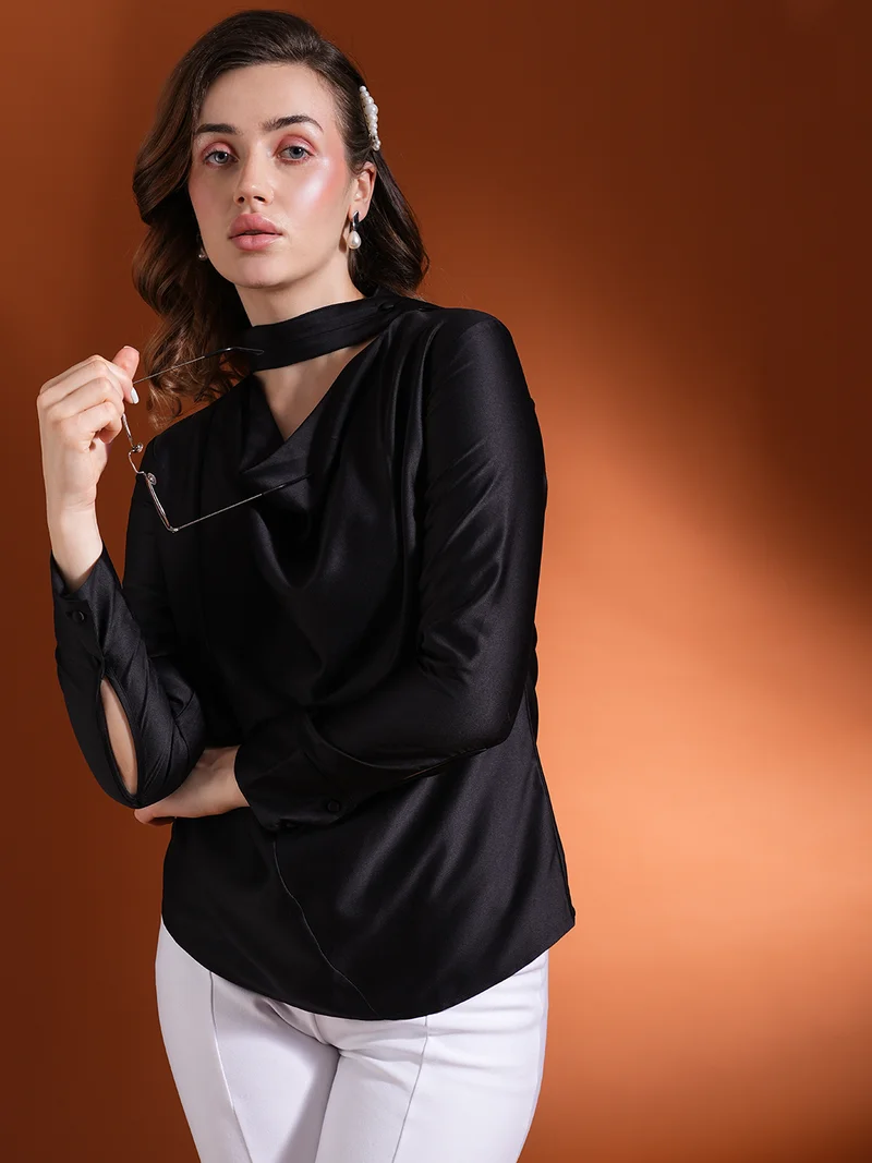 globus Women Choker Neck Satin Top