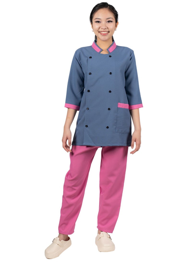 Professional Housemaid/Nanny Uniform Set 3/4 Sleeve, with Matching Trousers POLYESTER