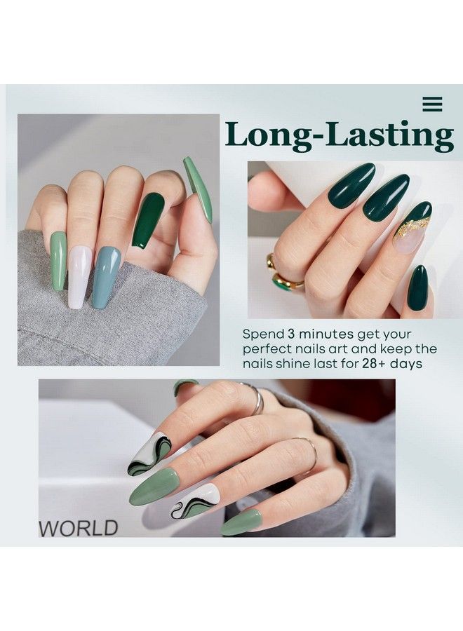 modelones Gel Nail Polish Set Blue Green 6 Colors Gel Polish Sage Green Nail Polish Gel Dark Green Glitter Misty Gray Nail Gel Baby Blue Soak Off Led Gel Nail Kit Manicure Gifts Diy Salon For Women - Image 3
