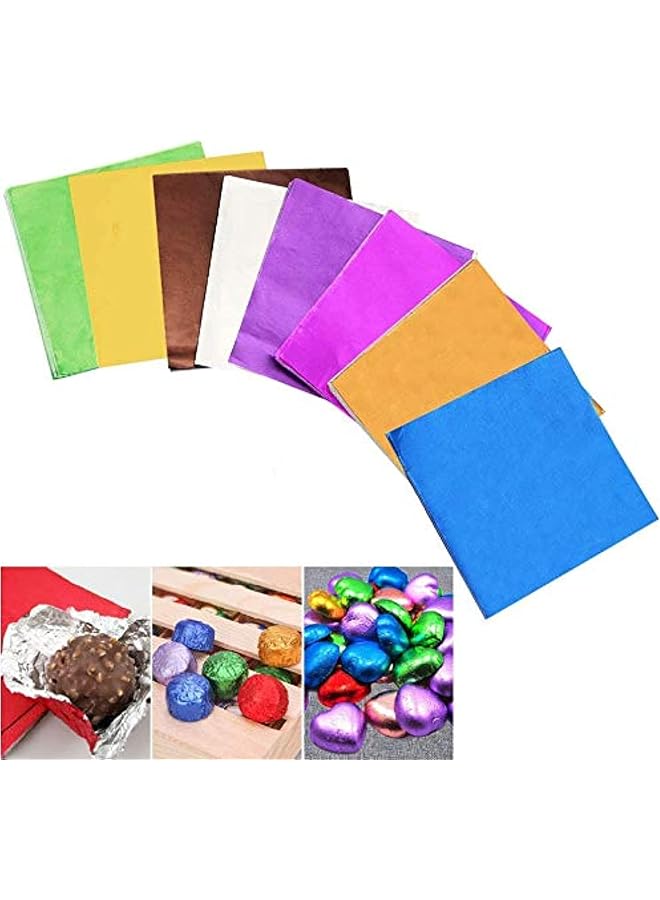 S-TOP Chocolate Candy Wrappers Aluminium Foil Packaging for Decoration, 3.15x3.15in Square, 800 Pieces 8 Colors - Image 1