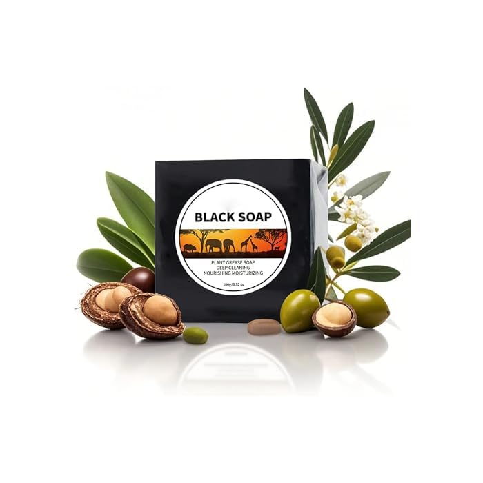 Black Soap Shea Butter Moisture Bar 3.52oz, Deep Cleaning, Soothing, Nourishing Moisturizing African Bar With 24h Longlasting Hydrating for Glowing Skin, Cleansing Soap For All Skin Types