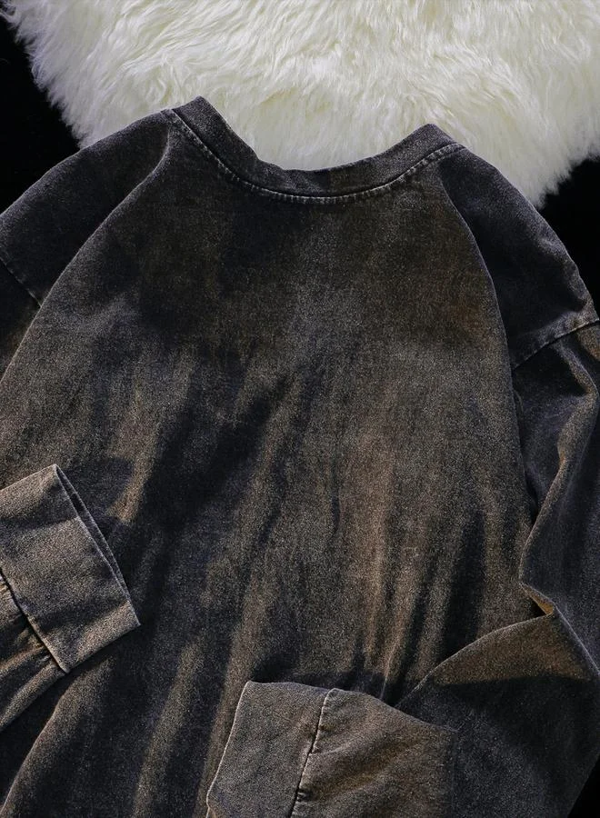 تايك تو سويت شيرت قصة واسعة ومظهر مشطوف