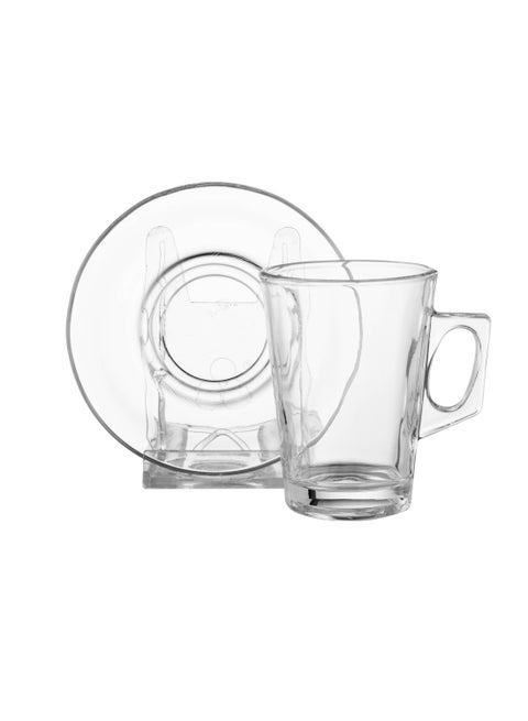 12 Pieces Glass Tea and Coffee Set 6 Tea Cups + 6 Tea Saucers