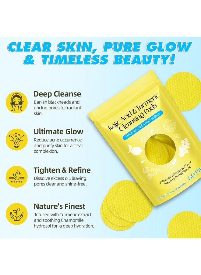 COLBEX® Kojic Acid and Turmeric Cleansing Pads 60PCS, Turmeric Cleansing Pads for Dark Spots, Turmeric Exfoliating Face Srub for Face, All Skin Types - Image 3