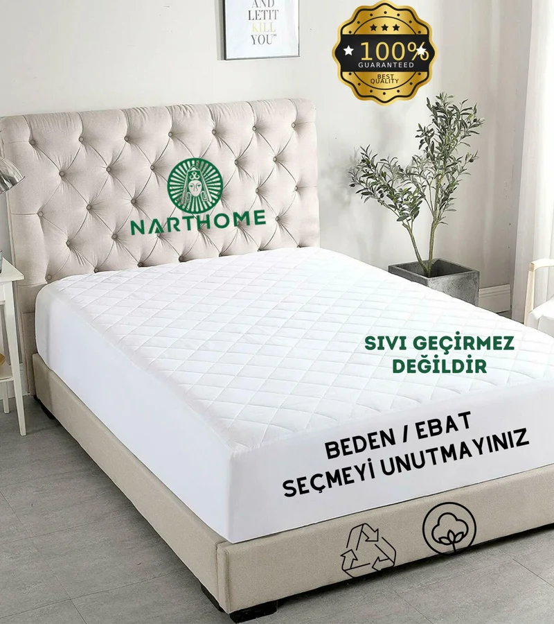 Nart Home Quilted Mattress Protector Cotton Mattress Protector Double 160x200 cm (9 Different Sizes)