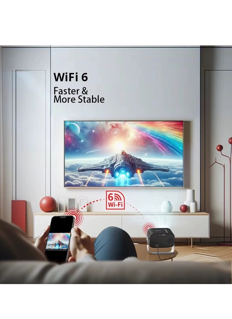 V11 Mini Portable Projector,  , Electronic Focus 360°, ±45° Keystone, 14000 Lumens  WiFi Bluetooth, Home for Phone/PS5/USB/HDMI