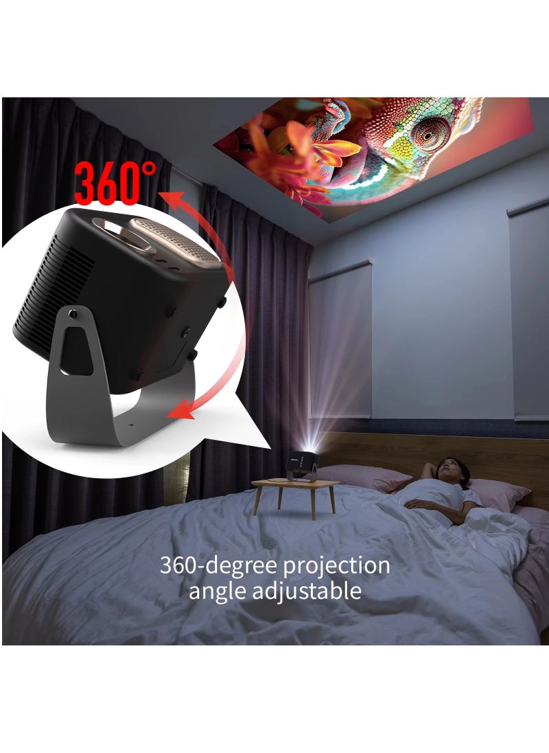 V11 Mini Portable Projector,  , Electronic Focus 360°, ±45° Keystone, 14000 Lumens  WiFi Bluetooth, Home for Phone/PS5/USB/HDMI