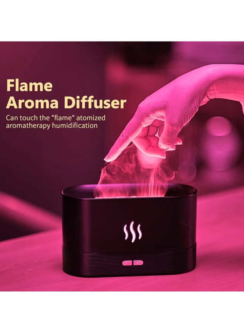 مرطب هواء Flame Air Aroma Diffuser، مرطب للزيوت العطرية، مرطب ضباب بارد، 7 ألوان لهب بدون ضوضاء مع حماية الإيقاف التلقائي للأطفال والأصدقاء والعشاق والهدايا لغرفة النوم والمنزل (أسود) - Image 2