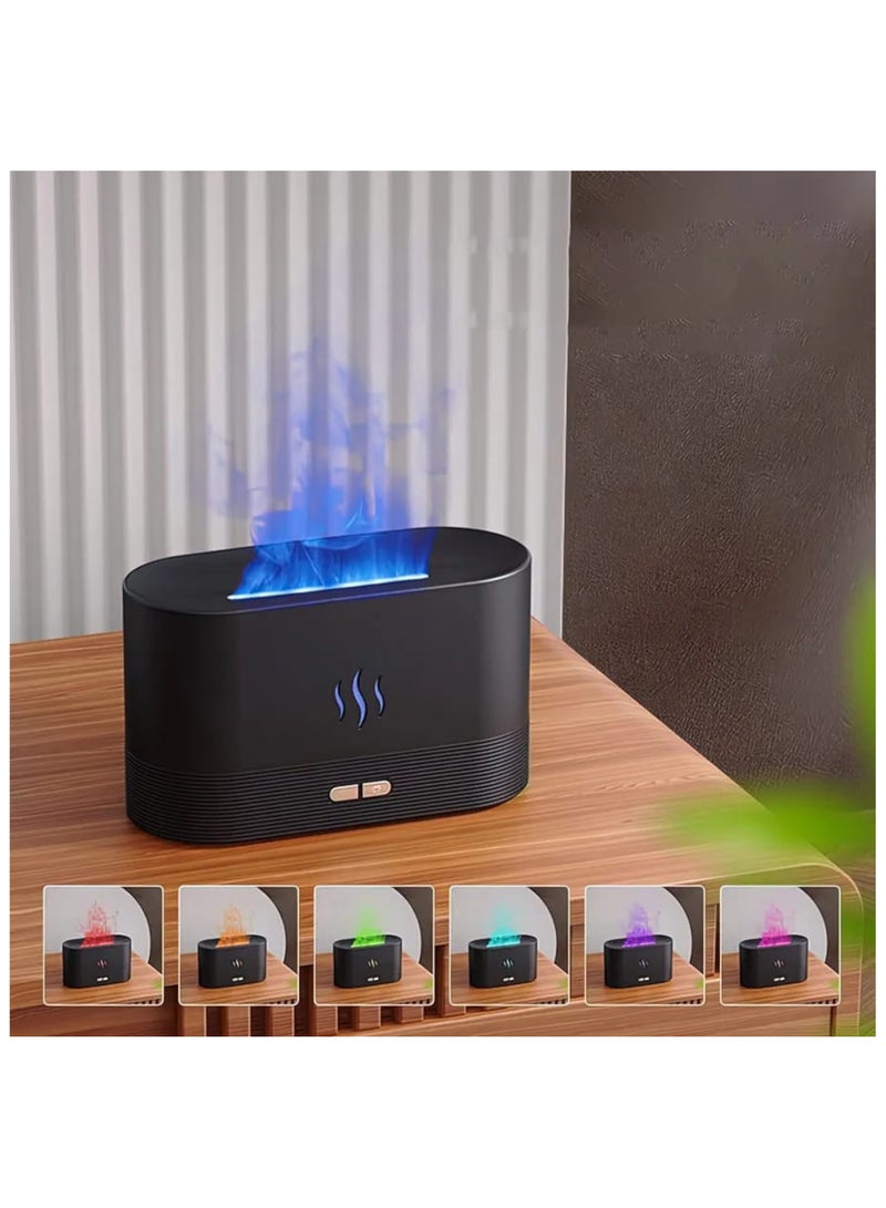مرطب هواء Flame Air Aroma Diffuser، مرطب للزيوت العطرية، مرطب ضباب بارد، 7 ألوان لهب بدون ضوضاء مع حماية الإيقاف التلقائي للأطفال والأصدقاء والعشاق والهدايا لغرفة النوم والمنزل (أسود) - Image 3