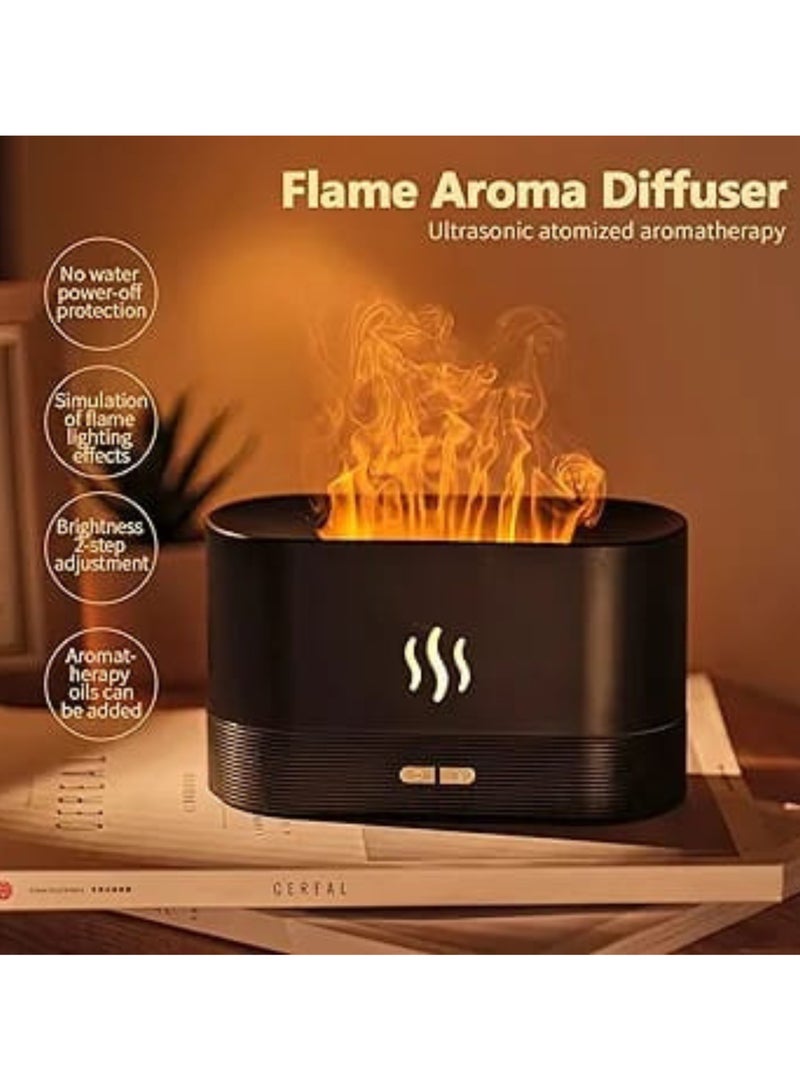 مرطب هواء Flame Air Aroma Diffuser، مرطب للزيوت العطرية، مرطب ضباب بارد، 7 ألوان لهب بدون ضوضاء مع حماية الإيقاف التلقائي للأطفال والأصدقاء والعشاق والهدايا لغرفة النوم والمنزل (أسود) - Image 4