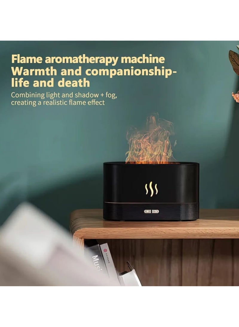 مرطب هواء Flame Air Aroma Diffuser، مرطب للزيوت العطرية، مرطب ضباب بارد، 7 ألوان لهب بدون ضوضاء مع حماية الإيقاف التلقائي للأطفال والأصدقاء والعشاق والهدايا لغرفة النوم والمنزل (أسود) - Image 5