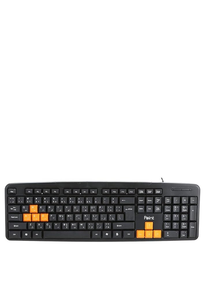 Point Point Pt-201 Wired Keyboard - Black Orange  - Image 1