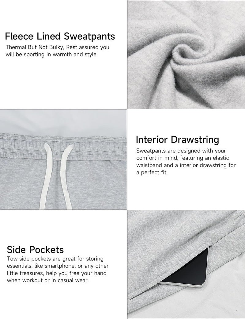 HeSaYep Women's Fleece Lined Sweatpants Wide Leg Baggy High Waisted Sweat Pants Drawstring Lounge Trousers Y2K Straight Leg Sherpa Pants White S - Image 4