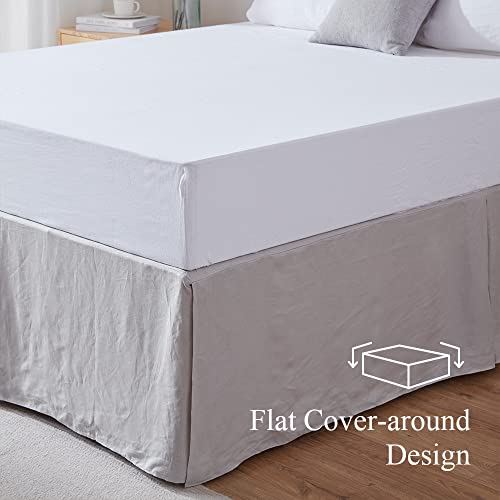 Simple&Opulence Belgian Linen Bed Skirt with Classic 14 inch Tailored Drop Dust Ruffle, Easy Fit Breathable Premium Natural Flax- Basic Grey, King - Image 2