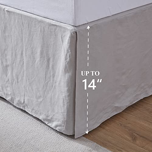 Simple&Opulence Belgian Linen Bed Skirt with Classic 14 inch Tailored Drop Dust Ruffle, Easy Fit Breathable Premium Natural Flax- Basic Grey, King - Image 3