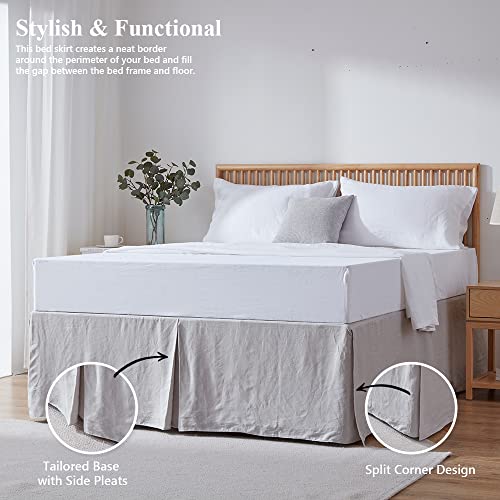 Simple&Opulence Belgian Linen Bed Skirt with Classic 14 inch Tailored Drop Dust Ruffle, Easy Fit Breathable Premium Natural Flax- Basic Grey, King - Image 4