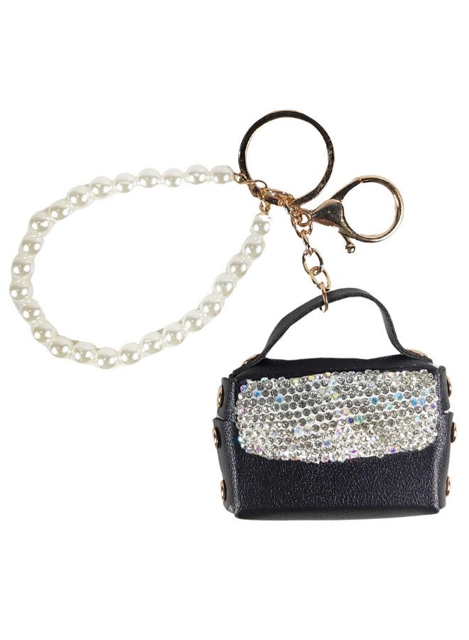 ZAFCO Crystal Stylish Fashionable Small Lovely Coin Purse Wallet Keychain Lovely Charm Handbag Pendant Cute Coin Purse Key Rings | Lip Gloss Holder for Girls | Womens| Pack of 1| Black - Image 1