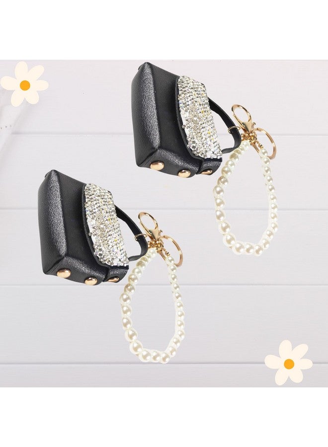 ZAFCO Crystal Stylish Fashionable Small Lovely Coin Purse Wallet Keychain Lovely Charm Handbag Pendant Cute Coin Purse Key Rings | Lip Gloss Holder for Girls | Womens| Pack of 1| Black - Image 3