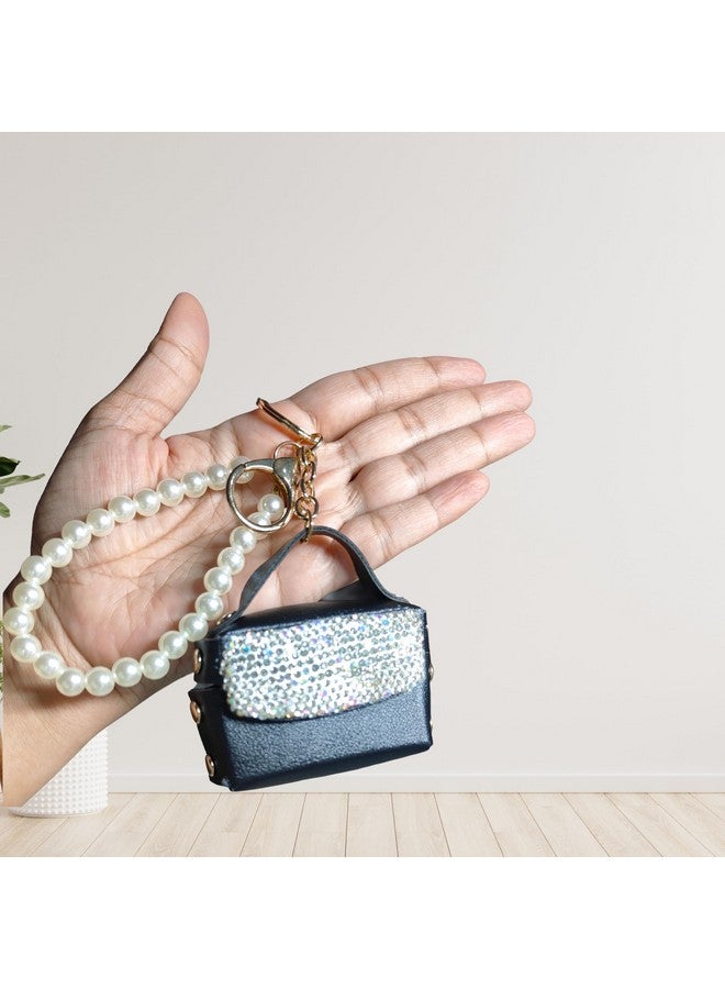 ZAFCO Crystal Stylish Fashionable Small Lovely Coin Purse Wallet Keychain Lovely Charm Handbag Pendant Cute Coin Purse Key Rings | Lip Gloss Holder for Girls | Womens| Pack of 1| Black - Image 5