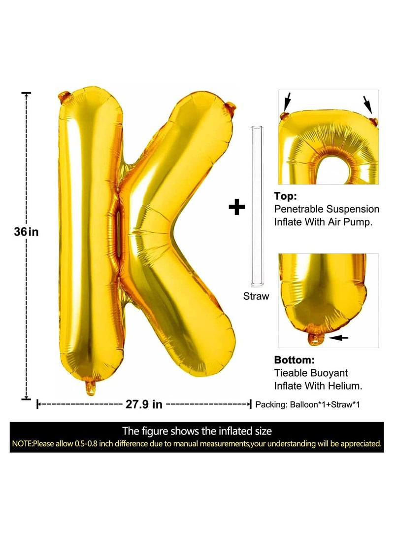 Goldedge 32 Inch Giant Gold  Letter K Foil Helium Balloons Big Single Mylar Balloon Birthday Party Decoration Supply Baby Shower (Gold K) - Image 3