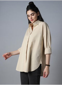 HIGH STAR Oversized Solid Spread Collar Shirt by Styli  - Image 2