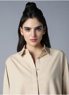HIGH STAR Oversized Solid Spread Collar Shirt by Styli  - Image 4