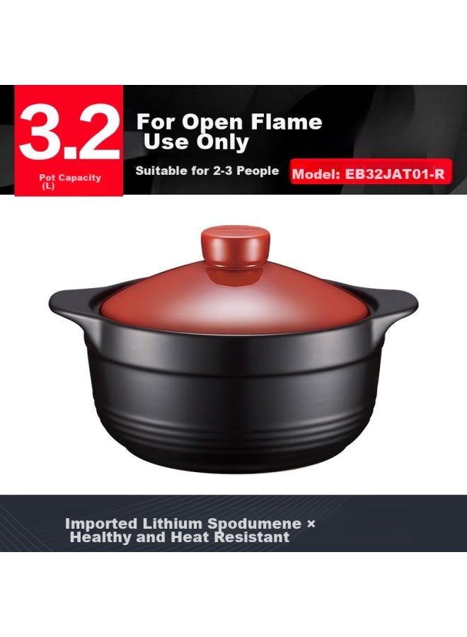 Supor Ceramic Pot, 3.2l Capacity, Suitable For Stewing, Soup Making, And Health-preserving Cooking, Heat-resistant, Crack-resistant, Model Eb32jat01-r - Image 3