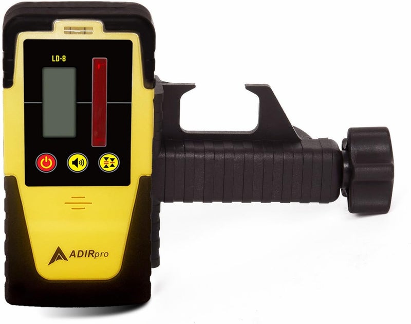 AdirPro Universal Rotary Laser Detector (LD-8) - Digital Rotary Laser Receiver with Dual Display and Built-In Bubble Level, Compatible with Most Red Rotary Lasers - Rod Clamp Included - Image 1
