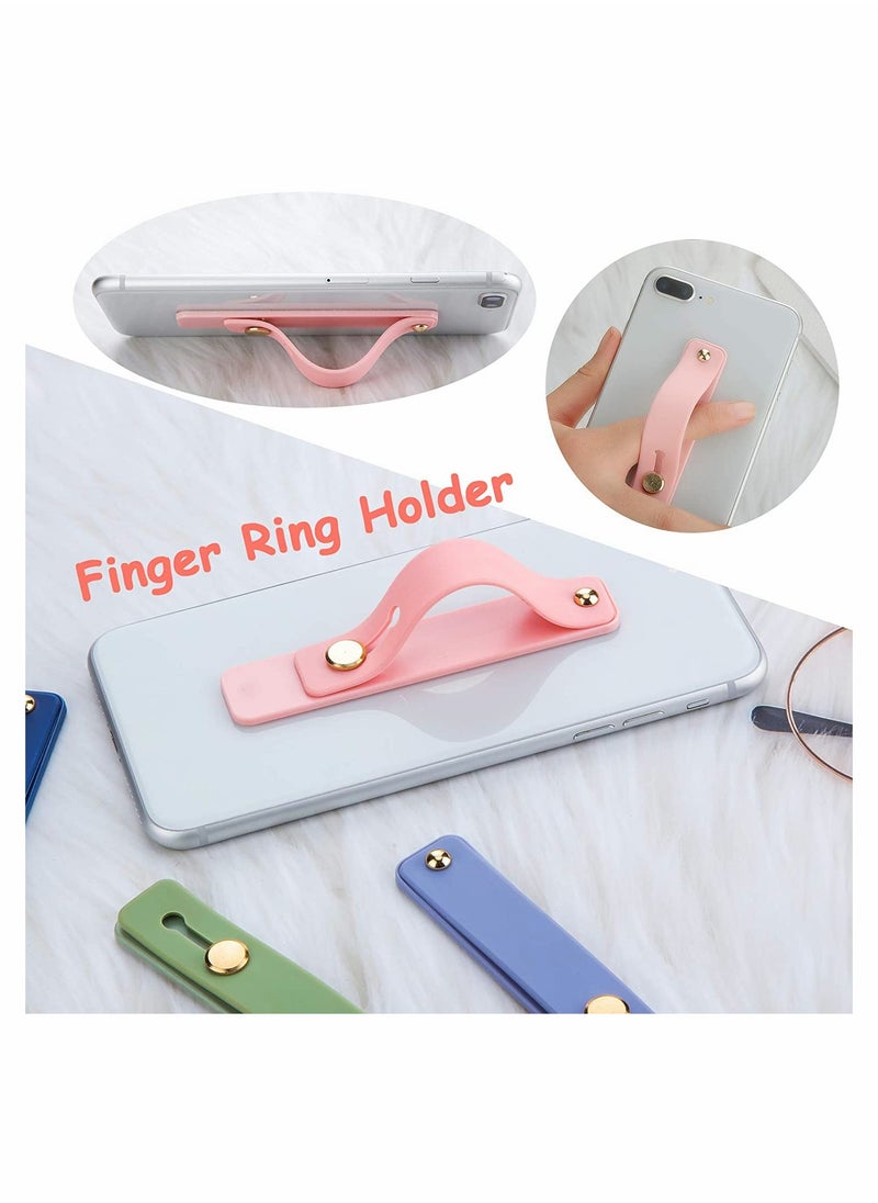 Excefore - 6 Pieces Phone Grip Holder Cell Phone Grip Strap Telescopic Phone Finger Strap Stand Universal Finger Kickstand for Most Tablets and Smartphones - Image 1