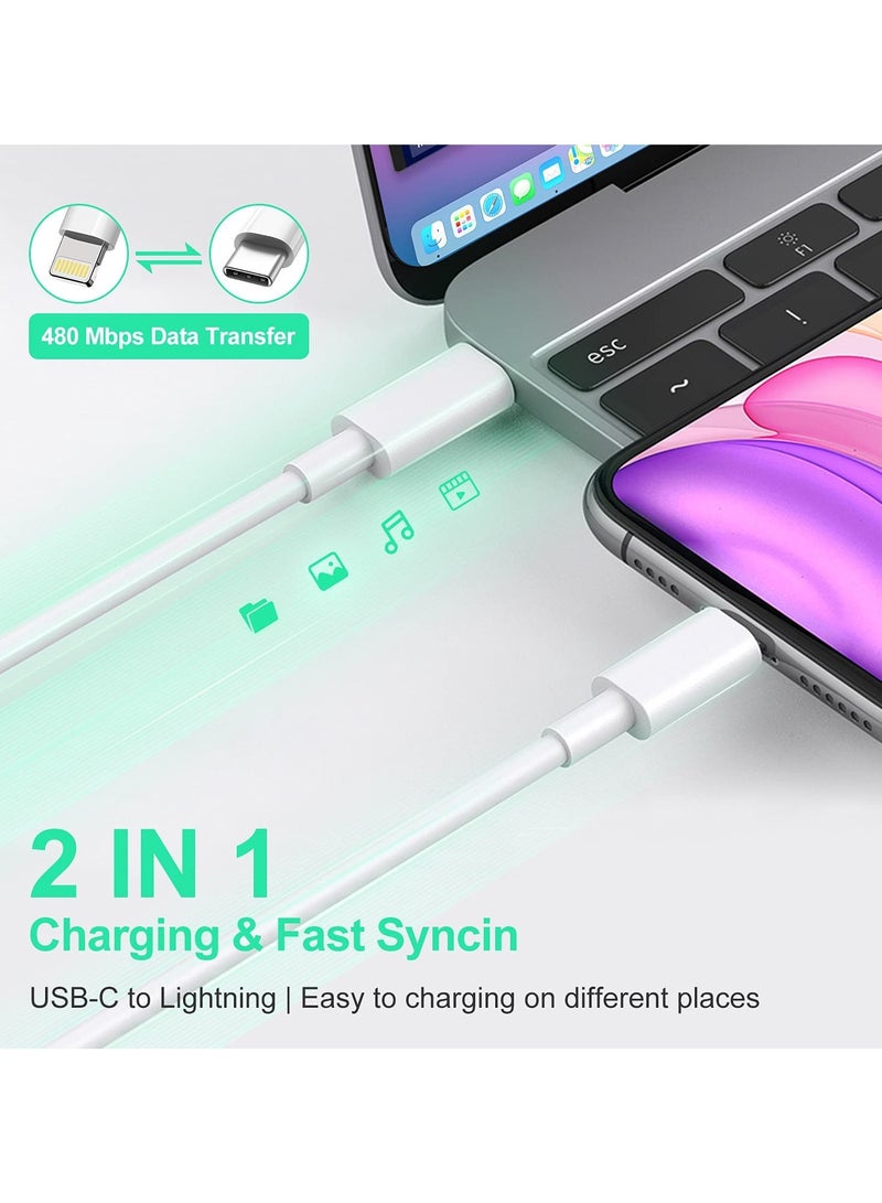 USB C to Lightning Cable 2M [MFi Certified] Compatible with Apple iPhone 14 Pro Max/13/12/11 Pro/X/XS/XR/8 Plus/AirPods Pro,Supports Power Delivery,White - Image 3