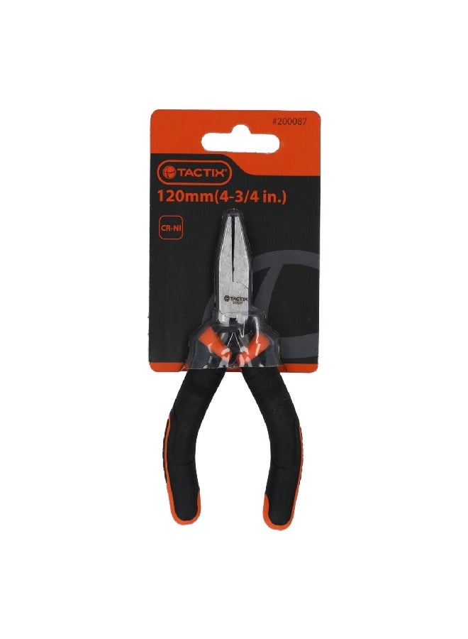 Tactix Non-Slip Ergonomic Handle Mini Flat Nose Pliers Multicolour 120 mm/4.75 Inch 200087 - Image 1