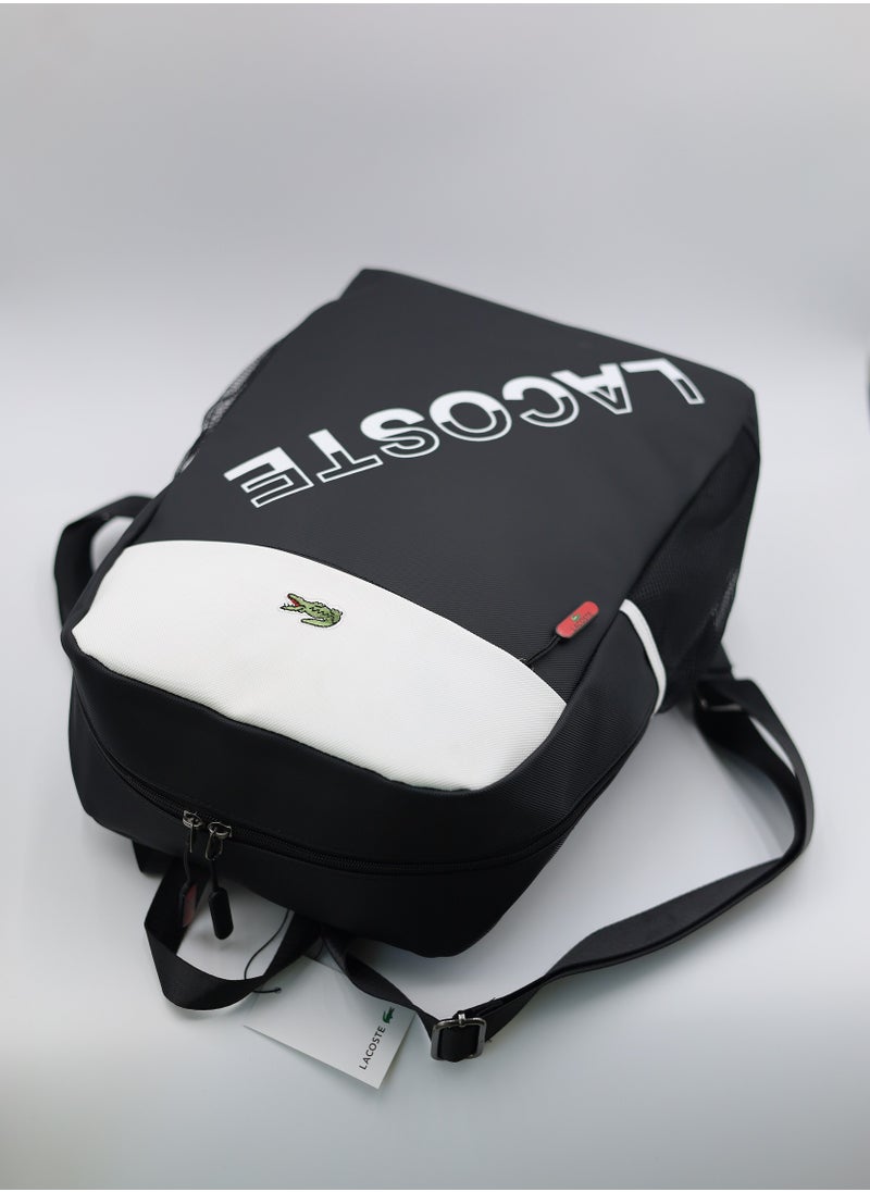 LACOSTE - Lacoste Black and white color block backpack - Image 1