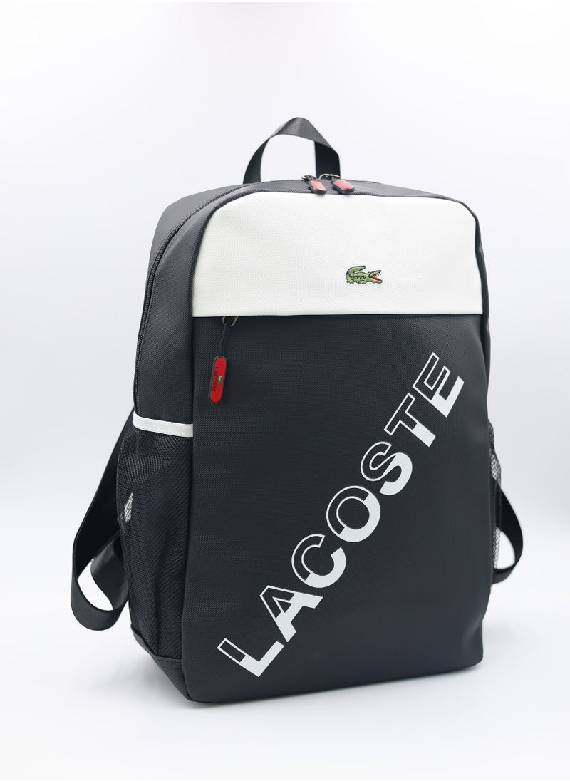 LACOSTE - Lacoste Black and white color block backpack - Image 1