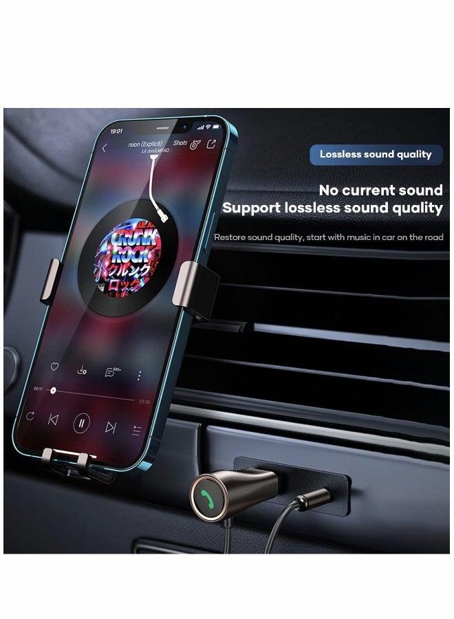 محول بلوتوث للسيارة، جهاز استقبال بلوتوث 5.0 مقاس 3.5 مم للسيارة، محول بلوتوث لاسلكي، ميكروفون مدمج للمكالمات بدون استخدام اليدين - Image 2