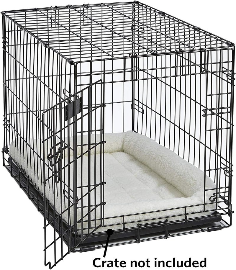 Bolster Dog Bed 42L-Inch White Fleece Dog Bed w/Comfortable Bolster | Ideal for Large Dog Breeds & Fits a 42-Inch Dog Crate | Easy Maintenance Machine Wash & Dry - Image 3
