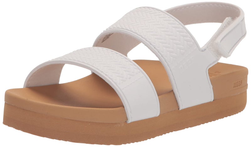 REEF Kids' Water Vista Platform Sandal, Water Friendly, Adjustable Strap, White/Tan, 2