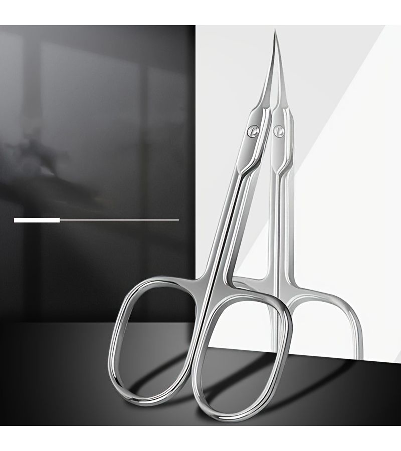 Professional Nail Scissors With Curved Tip Silvery Heavy Duty Stainless Steel Ergonomic Grip For Precision Cutting Nail Art Manicure Pedicure Salon And Home Use Ambidextrous Design - Image 1
