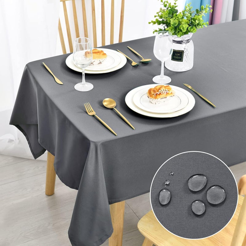 DWCN Light Grey Tablecloth, Stain Protection, Washable, Table Linen, Waterproof Table Cloth for Dining Room, Garden, Party, Weddings or Household, 140 x 220 cm - Image 1