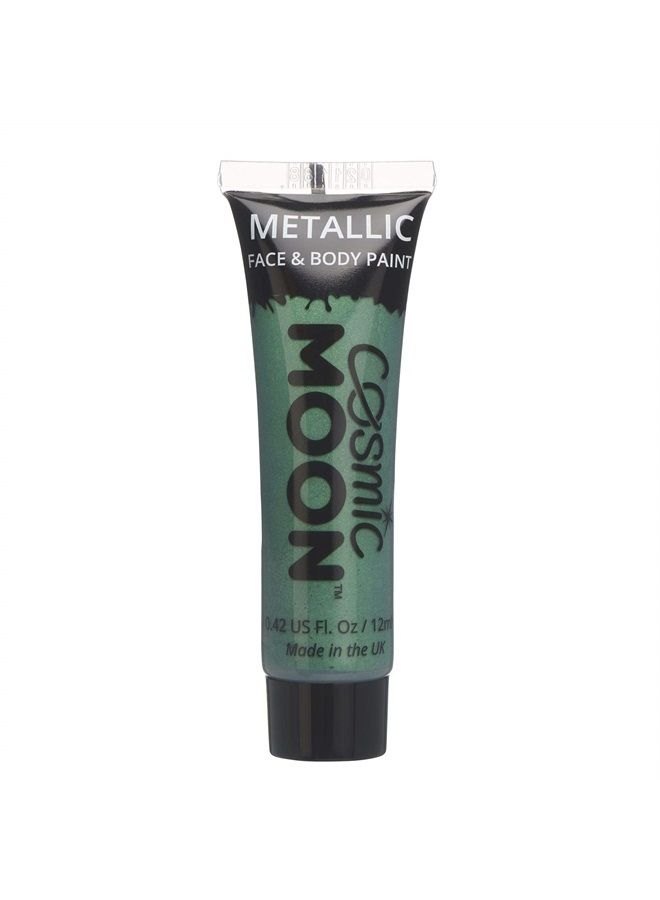 Cosmic Moon Metallic Face Paint makeup for the Face & Body - 0.40fl oz - Create mesmerising metallic face paint designs! - Green - Image 1