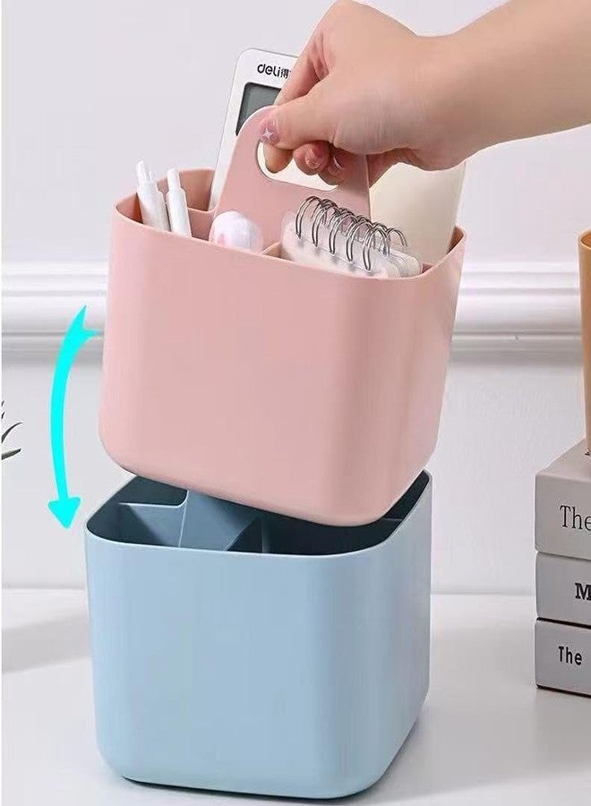 Reflygen Stackable Portable Handheld Organiser, Multi-Purpose Desktop Divider Organiser Basket for Crafts or School Supplies Desk, Office, Stationery Pencil Holder, Dorm Room Organiser (Blue) - Image 5