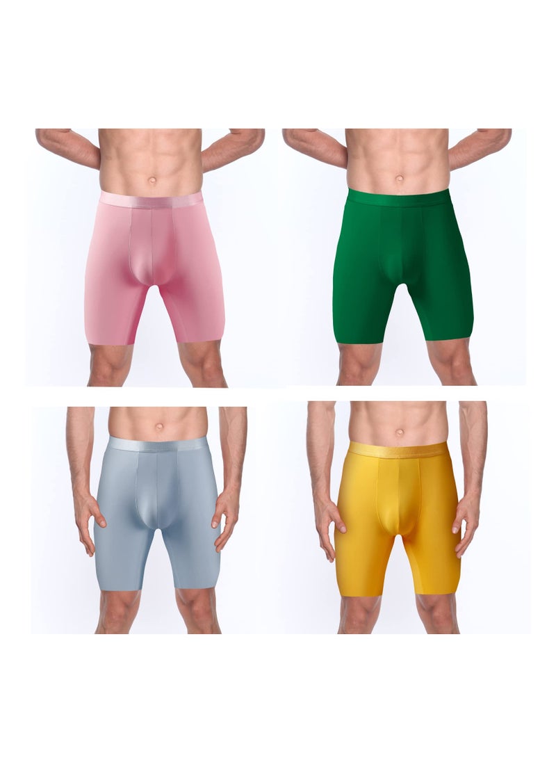 SYOSI - Mens Boxers Anti Chafing Soft Comfortable Boxer Briefs Longer Leg Ice Silk Mens Underwear Long Leg Boxers Cool Soft Stretch Bulge Seamless Mesh Breathable Underpants XL - Image 1