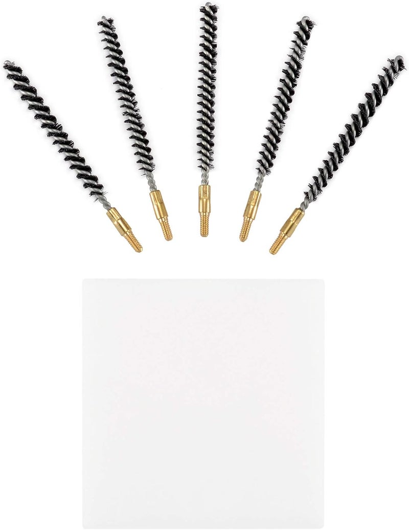 BOOSTEADY 5 Pcs Nylon Bristle Bore Gun Cleaning Brush for Pistol, 50 Professional Square Patches, .260/6.5MM, .17, .22, .357/9MM, .40, .45, .30 Caliber - Image 5